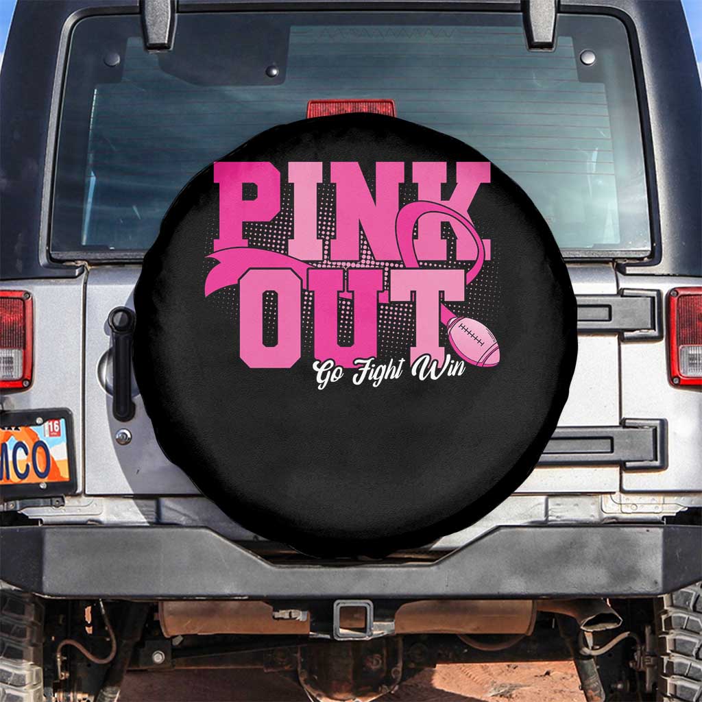 Breast Cancer Spare Tire Cover Pink Out Go Fight Win American Football TS09 No hole Black Print Your Wear