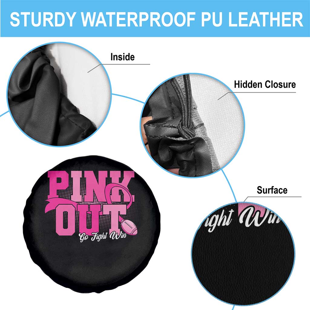 Breast Cancer Spare Tire Cover Pink Out Go Fight Win American Football TS09 Print Your Wear