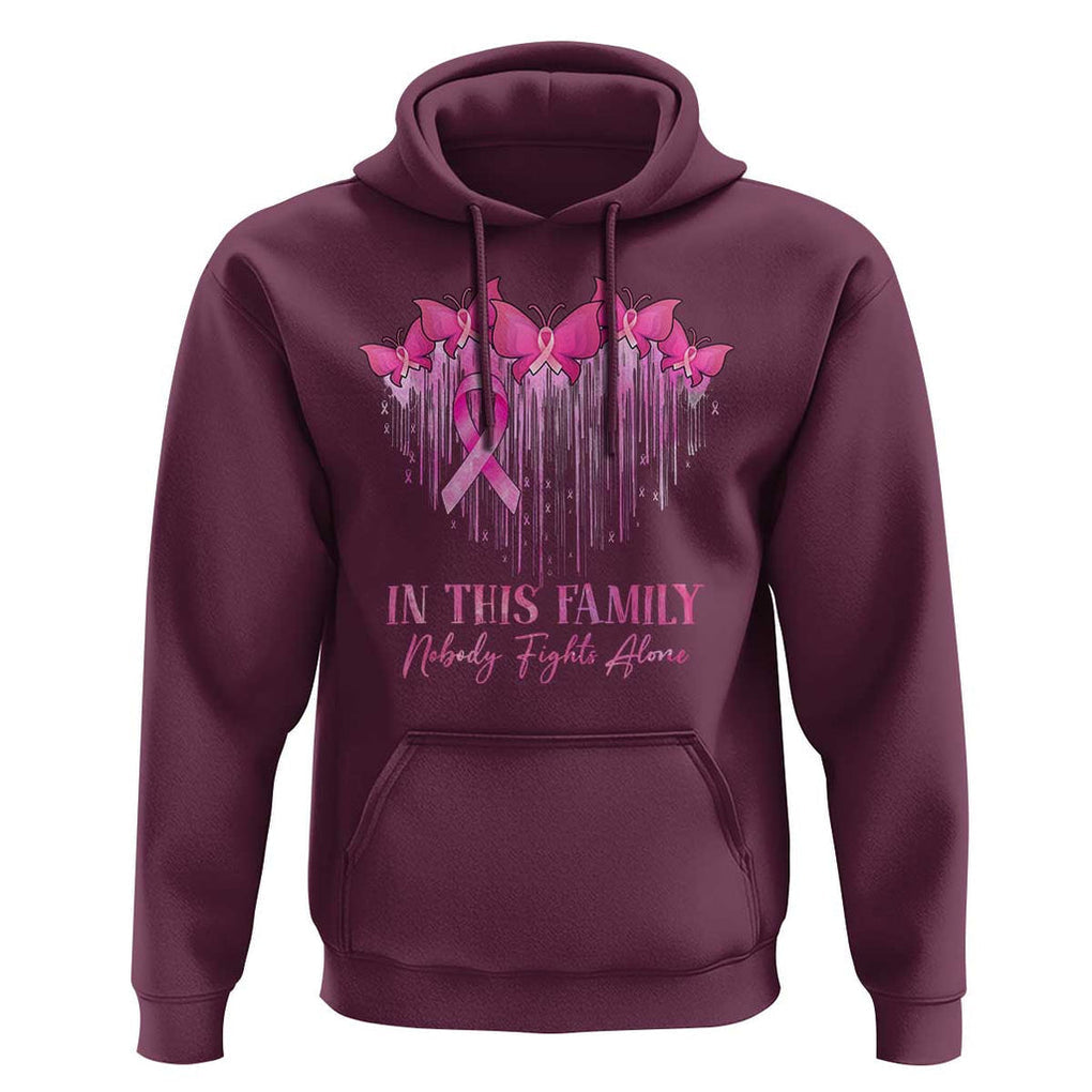 Breast Cancer Hoodie In This Family Nobody Fights Alone TS09 Maroon Print Your Wear