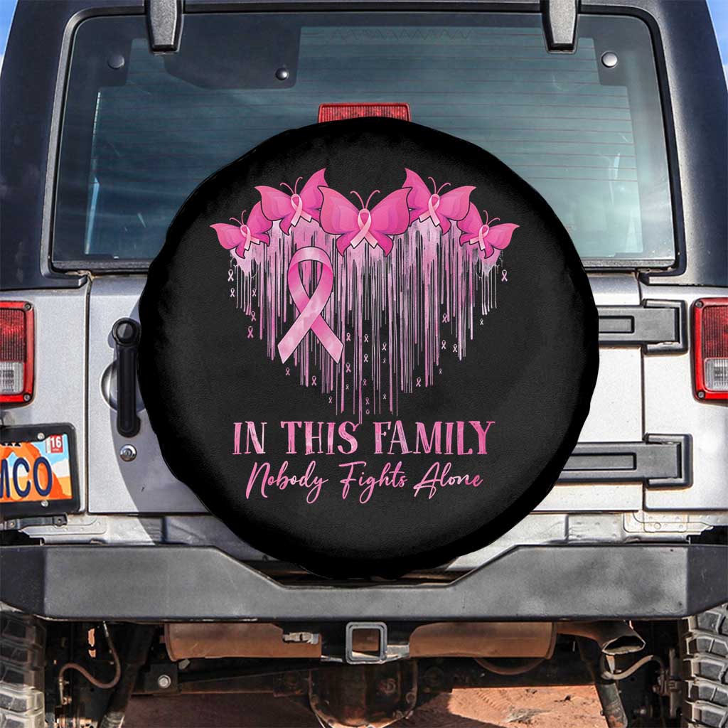 Breast Cancer Spare Tire Cover In This Family Nobody Fights Alone TS09 No hole Black Print Your Wear