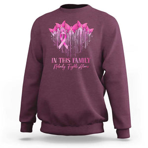 Breast Cancer Sweatshirt - In This Family Nobody Fights Alone Pink Ribbon Awareness Pullover TS09 Maroon Print Your Wear