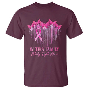 Breast Cancer T Shirt In This Family Nobody Fights Alone TS09 Maroon Print Your Wear