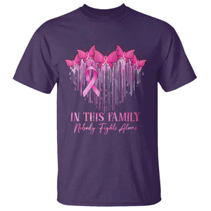 Breast Cancer T Shirt In This Family Nobody Fights Alone TS09 Purple Print Your Wear