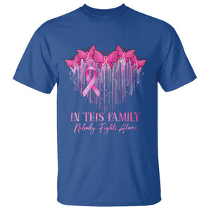 Breast Cancer T Shirt In This Family Nobody Fights Alone TS09 Royal Blue Print Your Wear