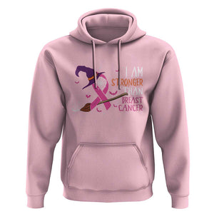 I Am Stronger Than Breast Cancer Halloween Witch Hoodie TS09 Light Pink Print Your Wear