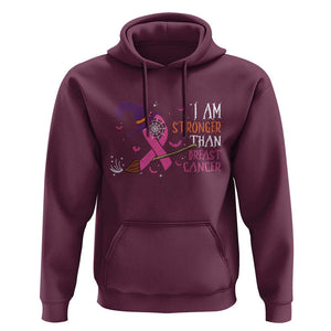 I Am Stronger Than Breast Cancer Halloween Witch Hoodie TS09 Maroon Print Your Wear