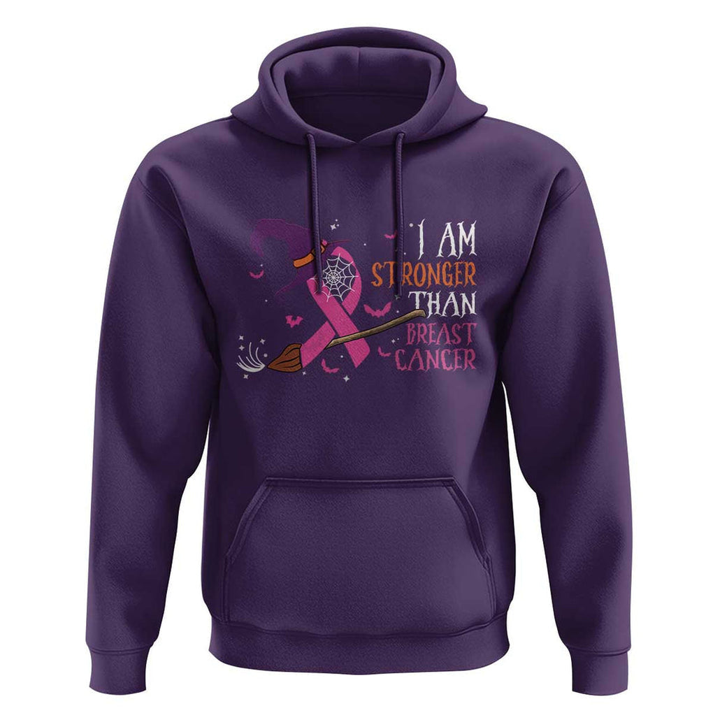 I Am Stronger Than Breast Cancer Halloween Witch Hoodie TS09 Purple Print Your Wear
