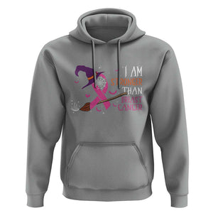I Am Stronger Than Breast Cancer Halloween Witch Hoodie TS09 Sport Gray Print Your Wear
