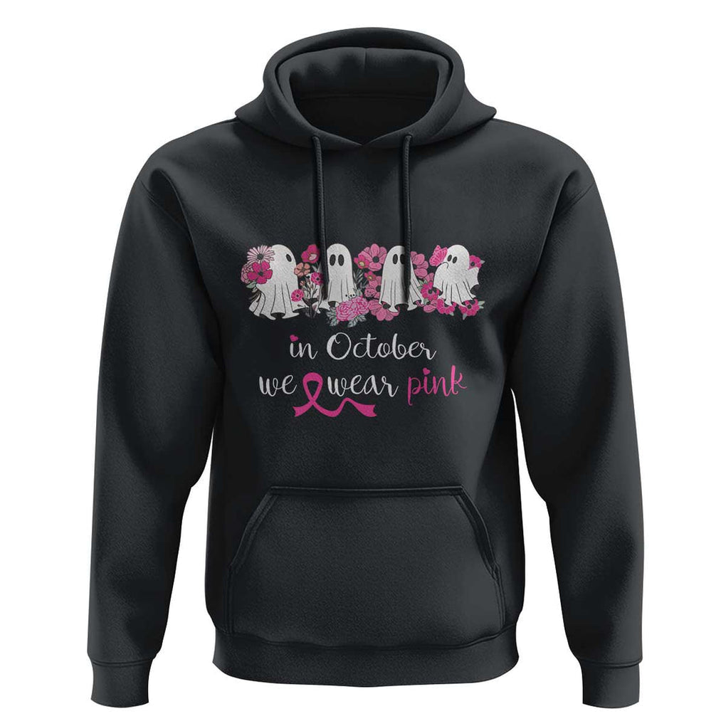 Pink Breast Cancer Hoodie In October We Wear Pink Pink Ghost Halloween TS09 Black Print Your Wear