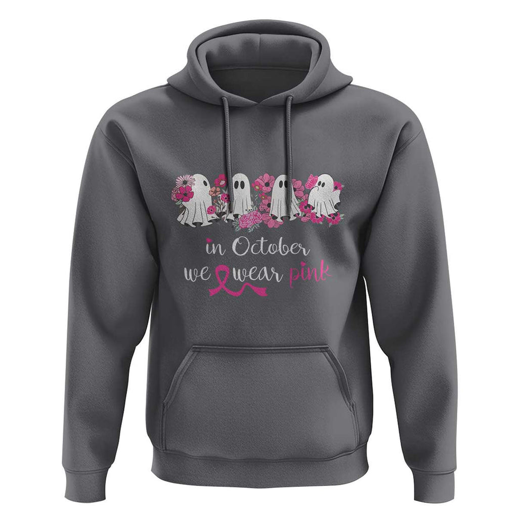 Pink Breast Cancer Hoodie In October We Wear Pink Pink Ghost Halloween TS09 Charcoal Print Your Wear