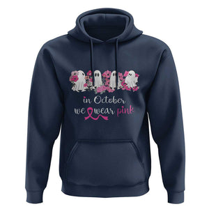Pink Breast Cancer Hoodie In October We Wear Pink Pink Ghost Halloween TS09 Navy Print Your Wear