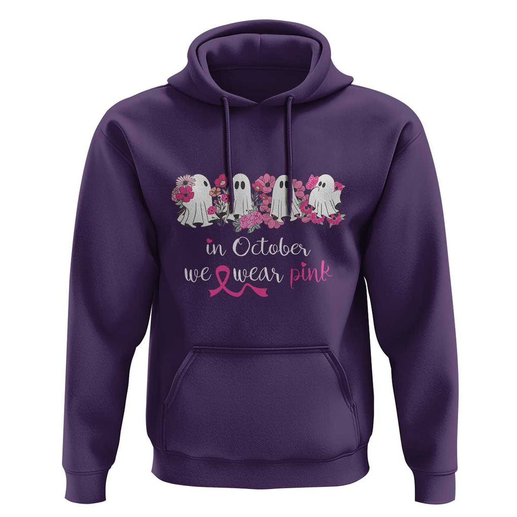 Pink Breast Cancer Hoodie In October We Wear Pink Pink Ghost Halloween TS09 Purple Print Your Wear