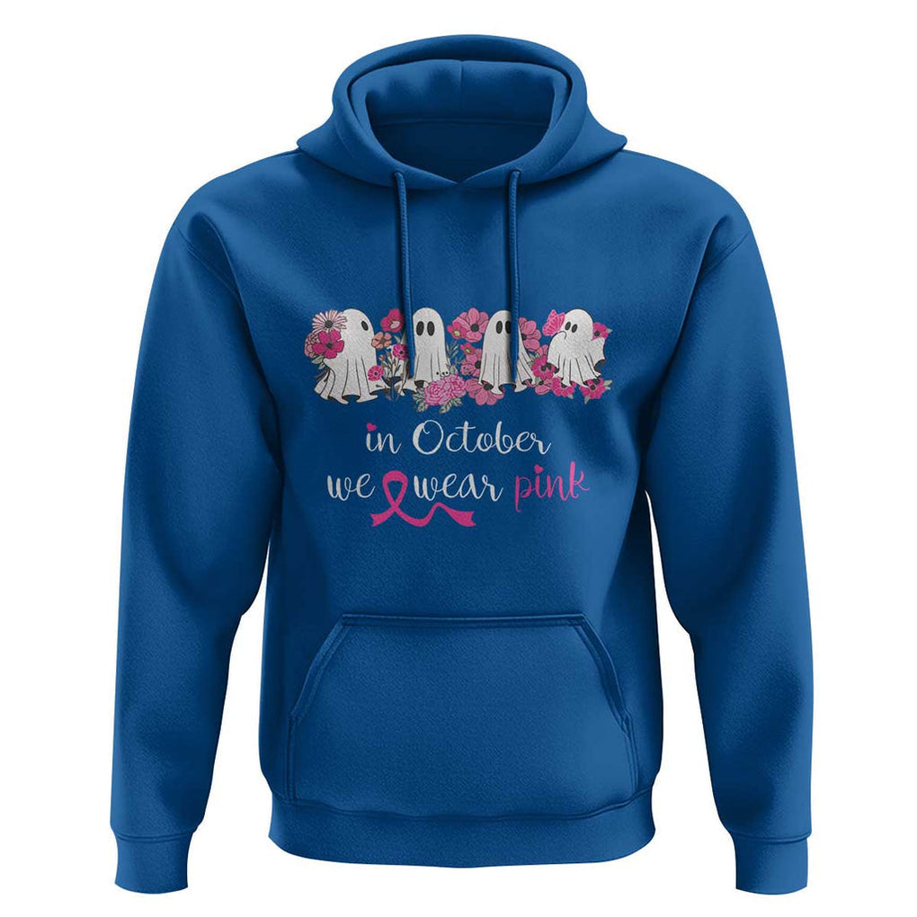 Pink Breast Cancer Hoodie In October We Wear Pink Pink Ghost Halloween TS09 Royal Blue Print Your Wear