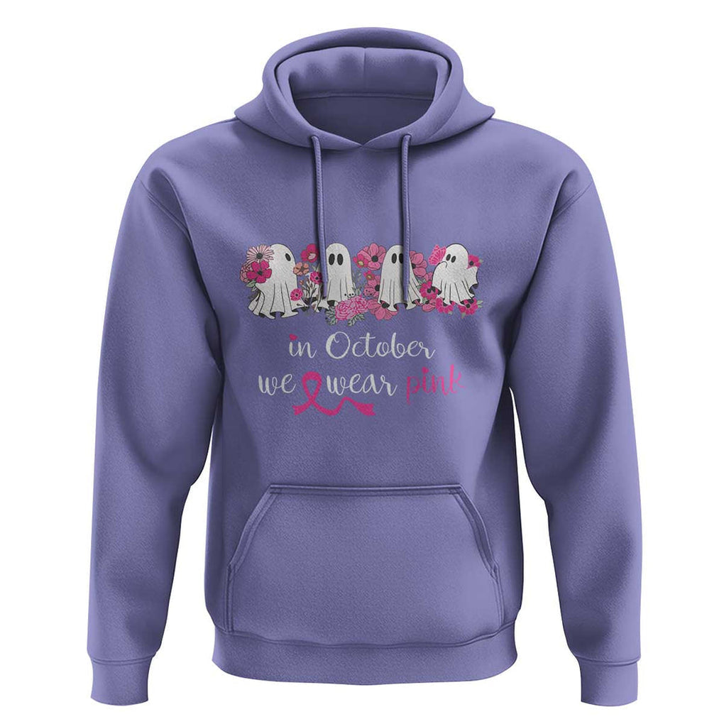 Pink Breast Cancer Hoodie In October We Wear Pink Pink Ghost Halloween TS09 Violet Print Your Wear