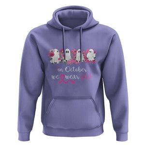 Pink Breast Cancer Hoodie In October We Wear Pink Pink Ghost Halloween TS09 Violet Print Your Wear
