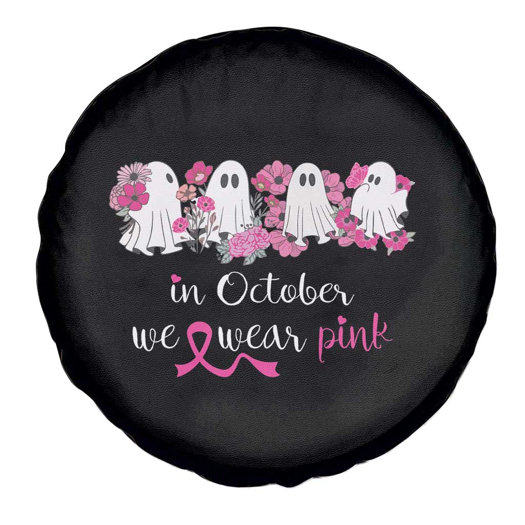 Pink Breast Cancer Spare Tire Cover In October We Wear Pink Pink Ghost Halloween TS09 Print Your Wear