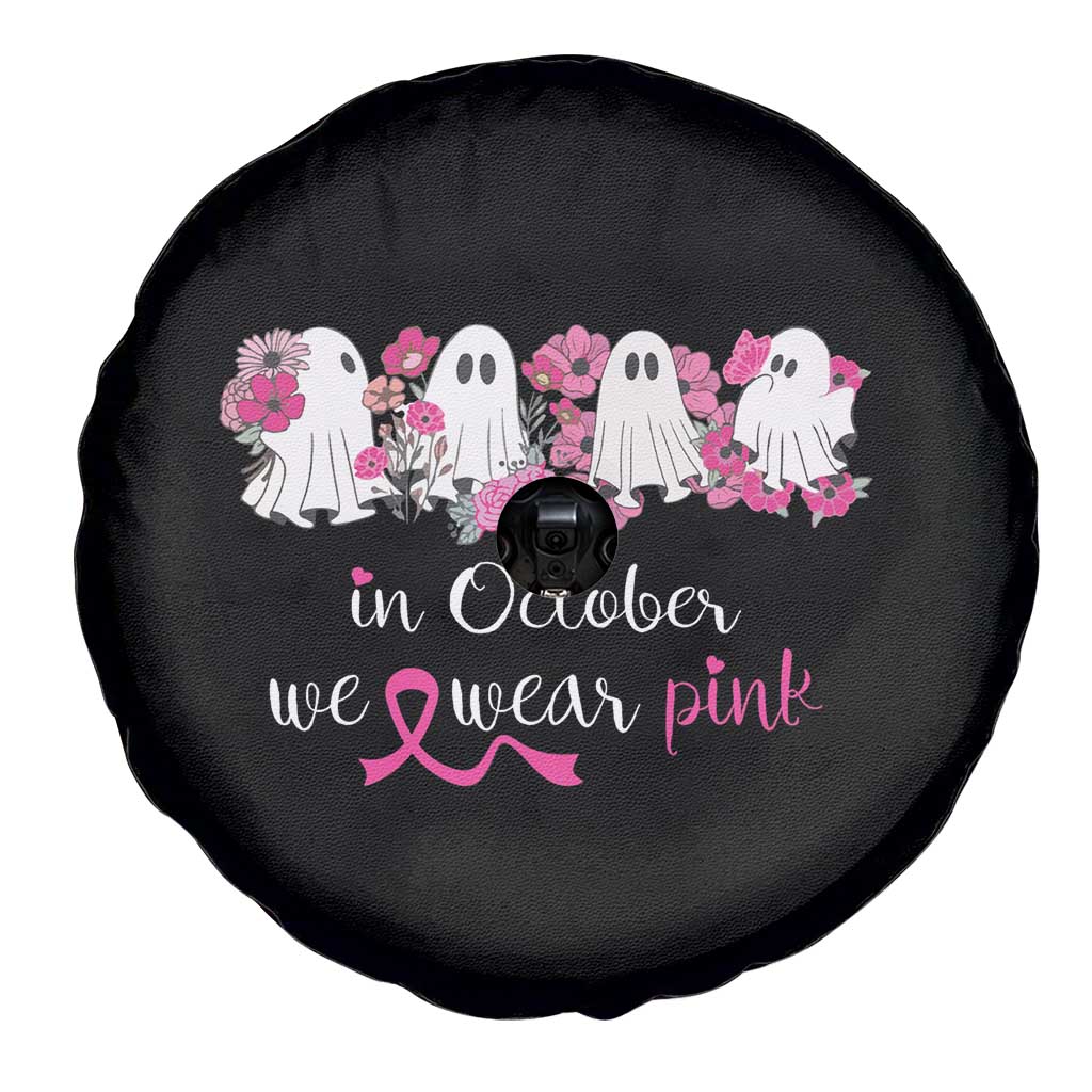 Pink Breast Cancer Spare Tire Cover In October We Wear Pink Pink Ghost Halloween TS09 Print Your Wear