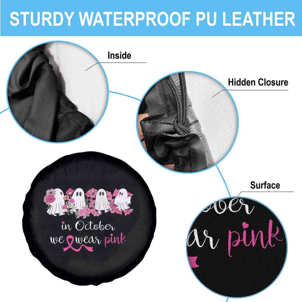 Pink Breast Cancer Spare Tire Cover In October We Wear Pink Pink Ghost Halloween TS09 Print Your Wear