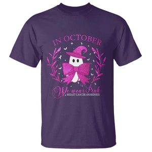 Breast Cancer Halloween T Shirt In October We Wear Pink Cute Pink Ghost TS09 Purple Print Your Wear