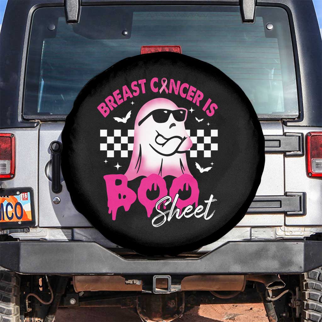 Halloween Breast Cancer Is Boo Sheet Spare Tire Cover Groovy Cute Pink Ghost TS09 No hole Black Print Your Wear