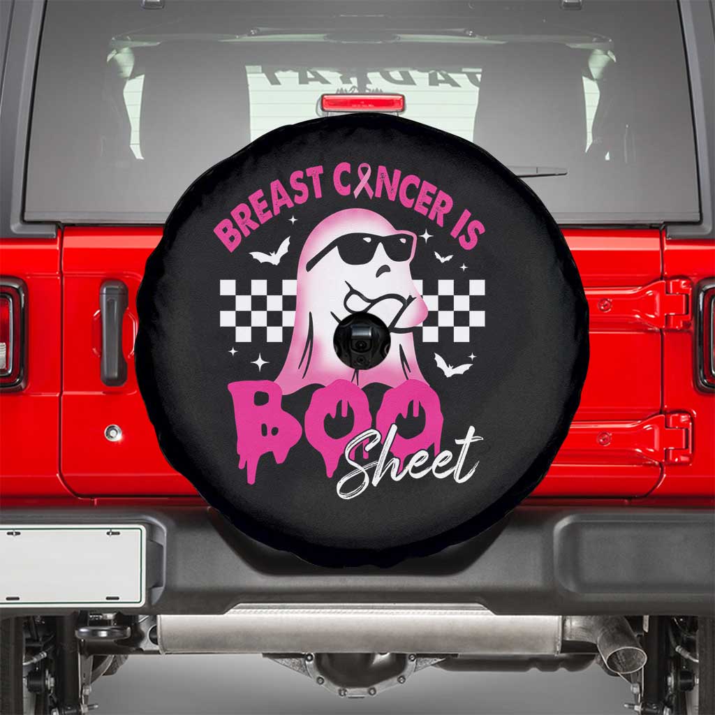 Halloween Breast Cancer Is Boo Sheet Spare Tire Cover Groovy Cute Pink Ghost TS09 Black Print Your Wear