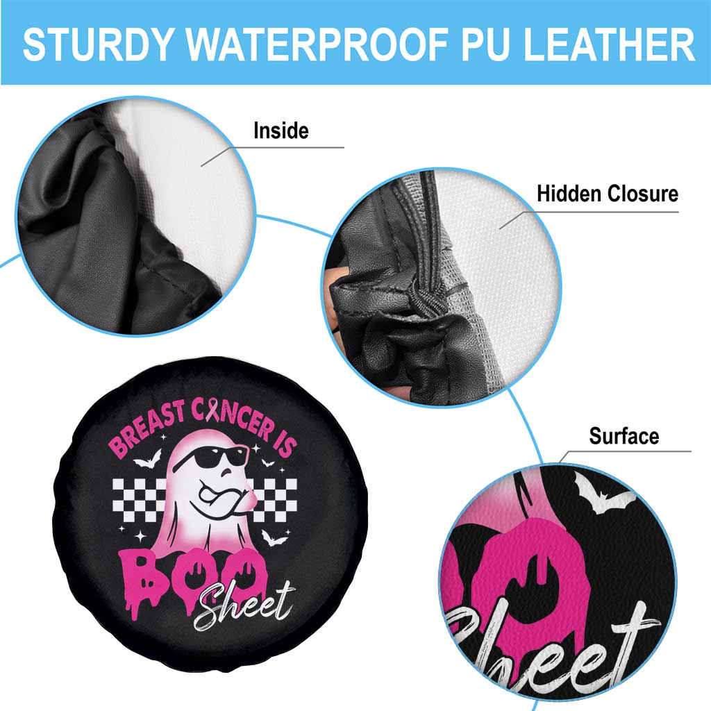 Halloween Breast Cancer Is Boo Sheet Spare Tire Cover Groovy Cute Pink Ghost TS09 Print Your Wear