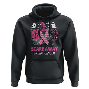 Pink Breast Cancer Halloween Hoodie Boo Scare Away Pink Ribbon Witch TS09 Black Print Your Wear