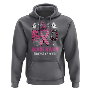 Pink Breast Cancer Halloween Hoodie Boo Scare Away Pink Ribbon Witch TS09 Charcoal Print Your Wear