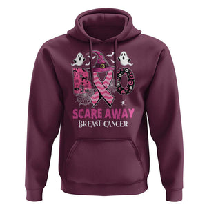 Pink Breast Cancer Halloween Hoodie Boo Scare Away Pink Ribbon Witch TS09 Maroon Print Your Wear