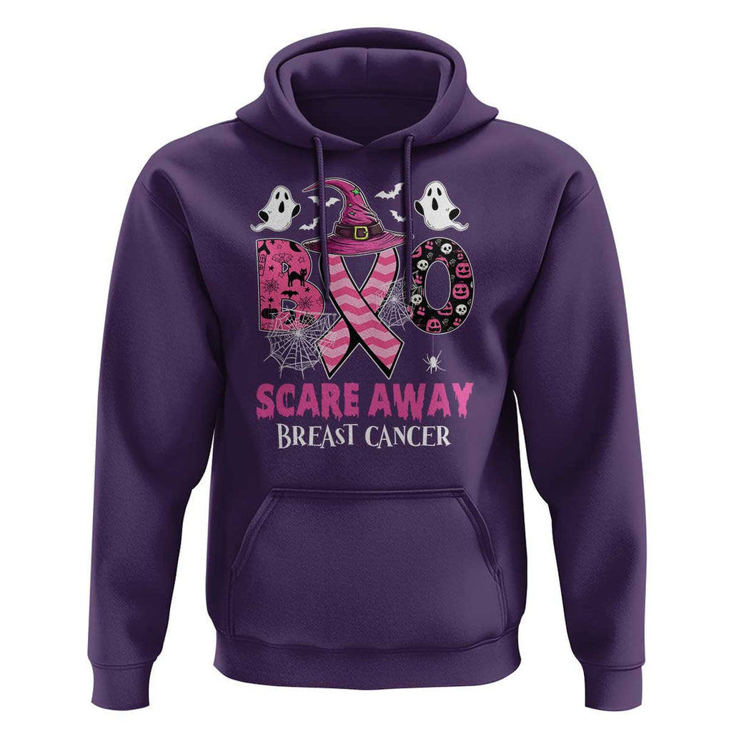 Pink Breast Cancer Halloween Hoodie Boo Scare Away Pink Ribbon Witch TS09 Purple Print Your Wear