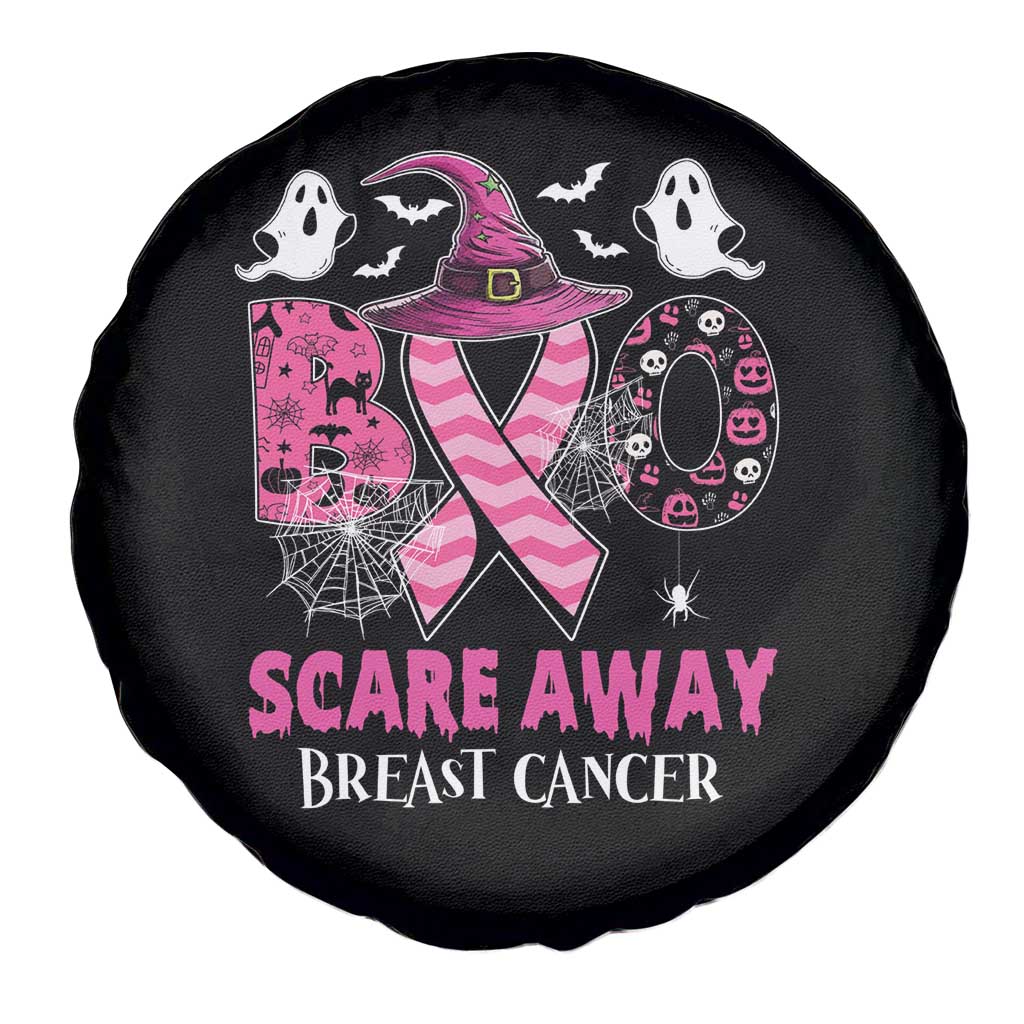 Pink Breast Cancer Halloween Spare Tire Cover Boo Scare Away Pink Ribbon Witch TS09 Print Your Wear