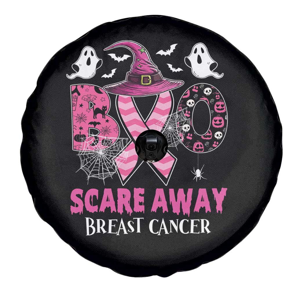 Pink Breast Cancer Halloween Spare Tire Cover Boo Scare Away Pink Ribbon Witch TS09 Print Your Wear