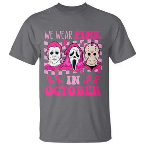 Breast Cancer Halloween T Shirt In October We Wear Pink Horror Character TS09 Charcoal Print Your Wear