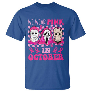Breast Cancer Halloween T Shirt In October We Wear Pink Horror Character TS09 Royal Blue Print Your Wear