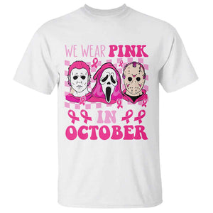 Breast Cancer Halloween T Shirt In October We Wear Pink Horror Character TS09 White Print Your Wear