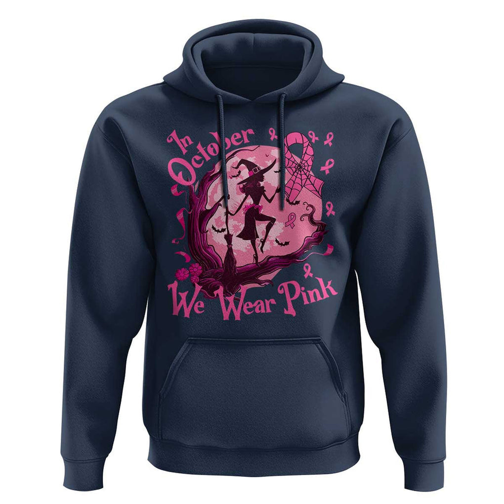 Breast Cancer Halloween Hoodie In October We Wear Pink Witch TS09 Navy Print Your Wear