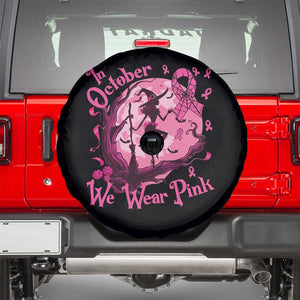 Breast Cancer Halloween Spare Tire Cover In October We Wear Pink Witch TS09 Black Print Your Wear