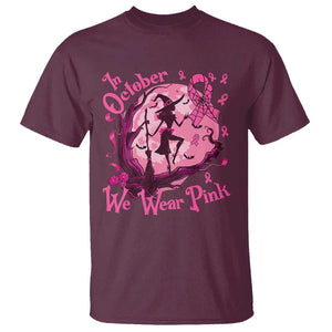 Breast Cancer Halloween T Shirt In October We Wear Pink Witch TS09 Maroon Print Your Wear
