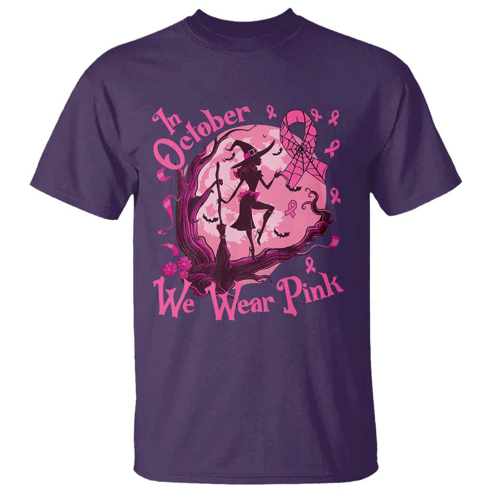 Breast Cancer Halloween T Shirt In October We Wear Pink Witch TS09 Purple Print Your Wear