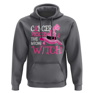 Breast Cancer Halloween Hoodie Cancer Picked The Wrong Witch TS09 Charcoal Print Your Wear