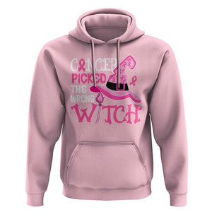 Breast Cancer Halloween Hoodie Cancer Picked The Wrong Witch TS09 Light Pink Print Your Wear