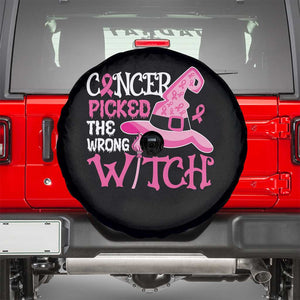 Breast Cancer Halloween Spare Tire Cover Cancer Picked The Wrong Witch TS09 Black Print Your Wear