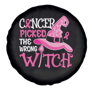 Breast Cancer Halloween Spare Tire Cover Cancer Picked The Wrong Witch TS09 Print Your Wear
