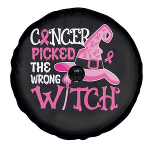 Breast Cancer Halloween Spare Tire Cover Cancer Picked The Wrong Witch TS09 Print Your Wear