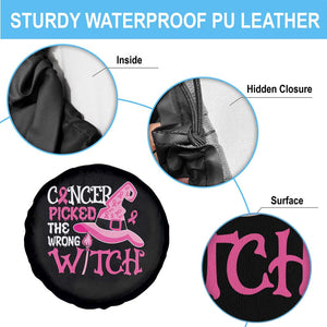 Breast Cancer Halloween Spare Tire Cover Cancer Picked The Wrong Witch TS09 Print Your Wear