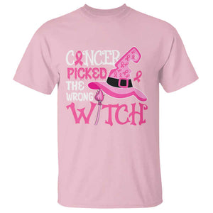 Breast Cancer Halloween T Shirt Cancer Picked The Wrong Witch TS09 Light Pink Print Your Wear