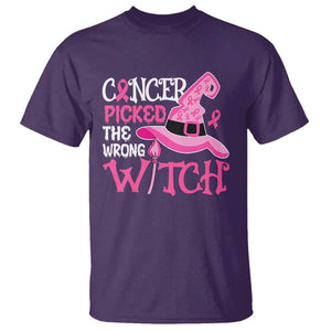 Breast Cancer Halloween T Shirt Cancer Picked The Wrong Witch TS09 Purple Print Your Wear