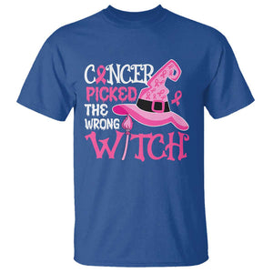 Breast Cancer Halloween T Shirt Cancer Picked The Wrong Witch TS09 Royal Blue Print Your Wear