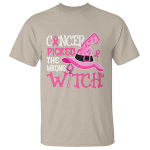 Breast Cancer Halloween T Shirt Cancer Picked The Wrong Witch TS09 Sand Print Your Wear