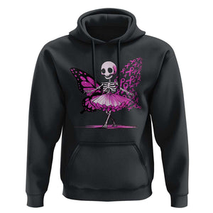 Pink Breast Cancer Hoodie Cute Ballerina Skeleton Ribbon Buterfly TS09 Black Print Your Wear